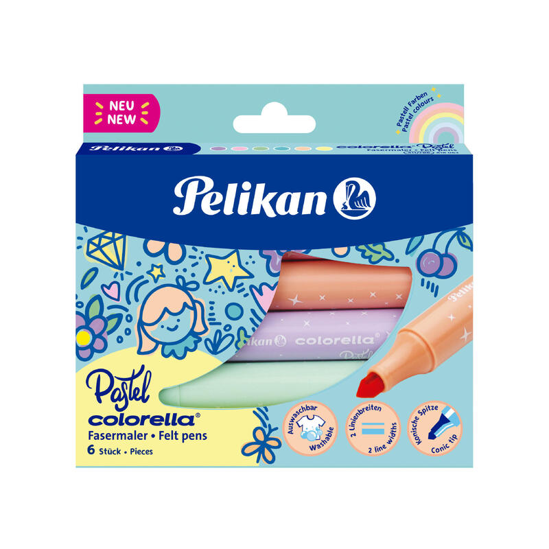 BolÍgrafos de fibra pelikan colorella pastel 411 / fs6 caja plegable