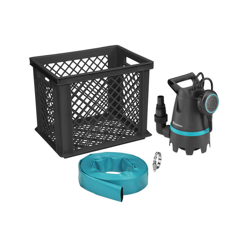 Bomba sumergible para aguas sucias gardena 10500 basic, kit de inundaciÓn, sumergible/bomba de presiÓn negro/turquesa, 400 w, in