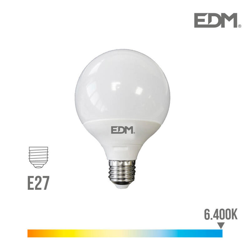 Bombilla globo led Ø125mm e27 15w 1521lm 6400k luz fria Ø12,5x14cm edm