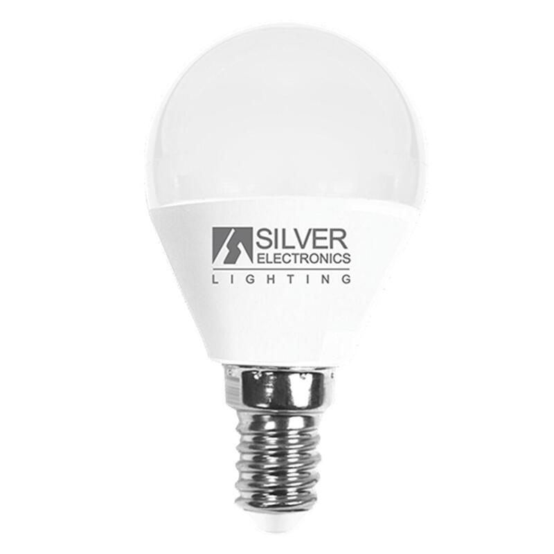 Bombilla led decorativa silver electronis esferica 6w65w –  e14 –  4000k –  520 lm –  luz neutra –  a+