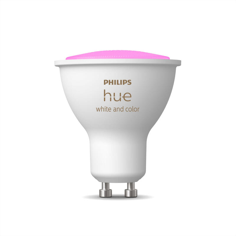 Bombilla led inteligente philips hue white and color casquillo gu10 5.2w 350 lÚmenes 2000k-6500k precisa philips hue bridge