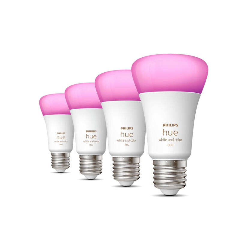 Bombilla led philips hue e27 9w rgbw bt 4-pak