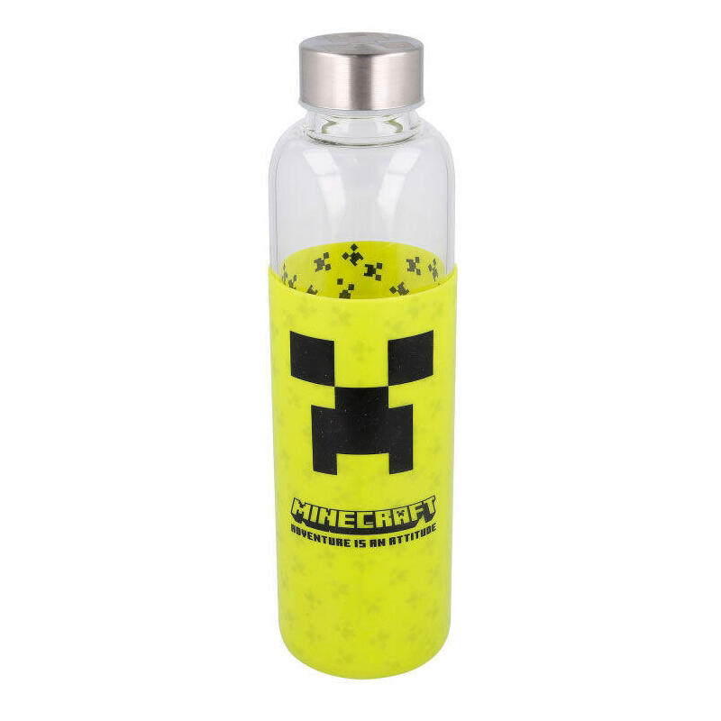 Botella cristal minecraft funda silicona 585ml