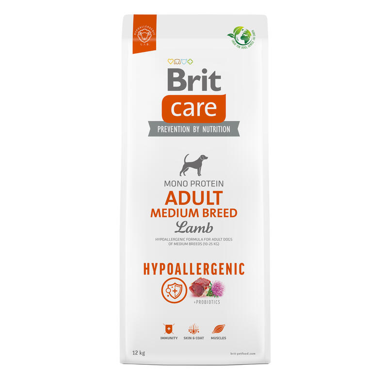 Brit care hypoallergenic adult medium breed lamb – alimento seco para perros – 12 kg