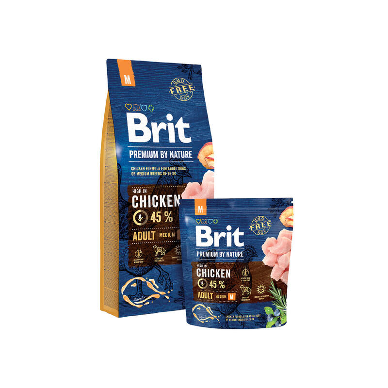 Brit premium by nature adult m adulto manzana, pollo, maÍz 15 kg