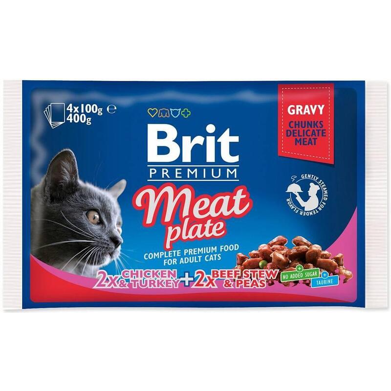 Brit premium cat meat plate – comida hÚmeda para gatos – 4x100g