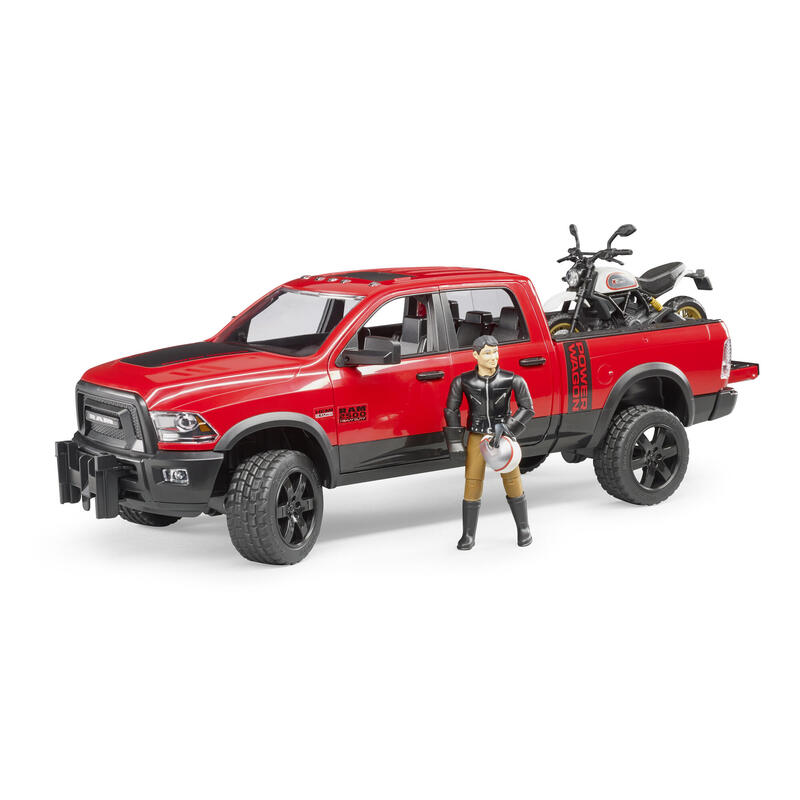 Bruder ram 2500 power wagon con ducati desert sled y conductor