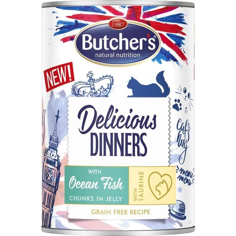 Butcher’s delicious dinners ocean fish chunks in jelly – wet cat food – 400 g