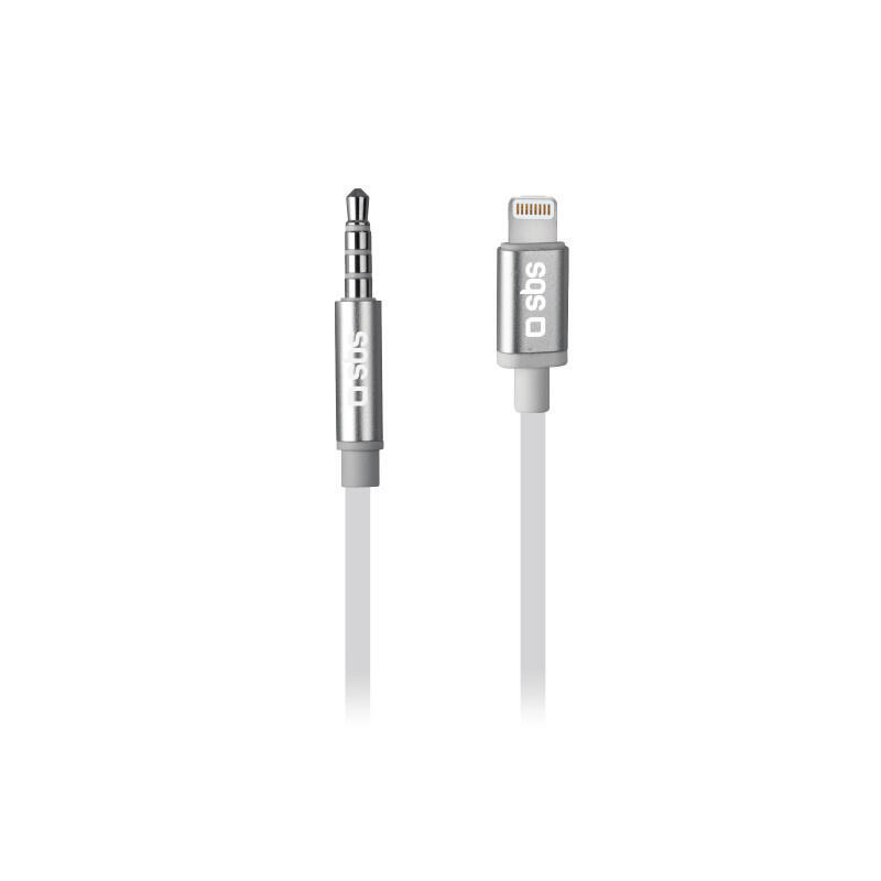 Cable adaptador sbs lightning a jack 3,5mm 1m blanco