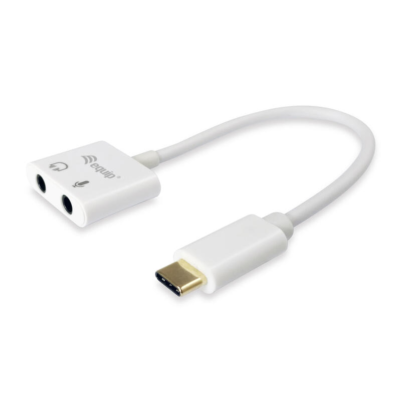 Cable adaptador usb-c a audio 2 jack 3.5mm hembra para auricular y microfono
