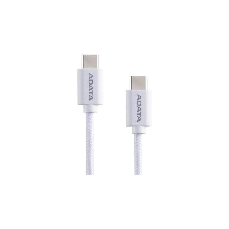 Cable adata usb 2.0, conector usb-c  conector usb-c blanco, 1 metro, pd 3.0, qc 3.0, carga con hasta 100 vatios cacc-100pn-wh