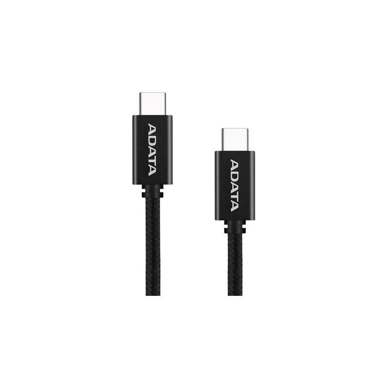 Cable adata usb 2.0, conector usb-c  conector usb-c negro, 1 metro, pd 3.0, qc 3.0, carga con hasta 100 vatios cacc-100pn-bk