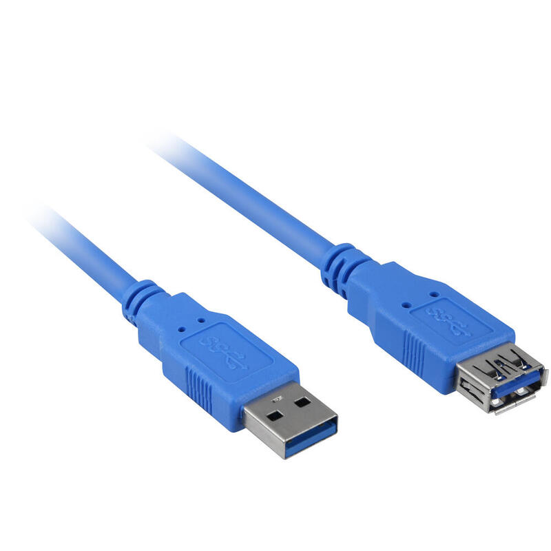 Cable alargador sharkoon usb 3.2 gen 1, usb-a macho  usb-a hembra azul, 3 metros, doble blindaje 4044951010899