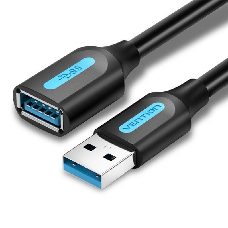 Cable alargador usb 3.0 vention cbhbg usb macho usb hembra 1.5m negro