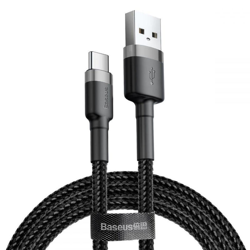 Cable baseus cafule catklf-cg1 usb 2.0 – usb type c , 2 m, grey and black