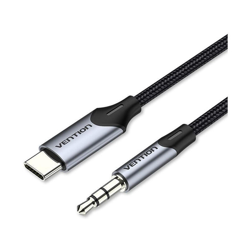 Cable conversor audio vention bgkhf usb tipo-c macho jack 3.5 macho 1m gris