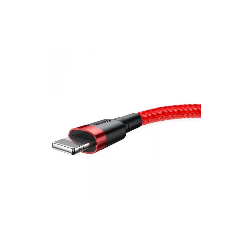Cable de carga / datos baseus cafule usb a lightning 2.4a 0.5m, rojo-rojo
