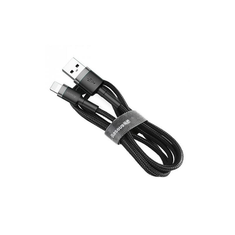 Cable de carga / datos baseus cafule usb a lightning 2.4a 1m, gris-negro