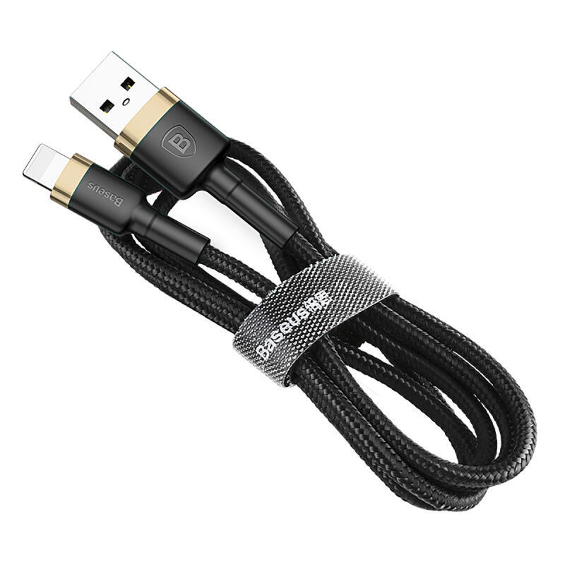 Cable de carga / datos usb baseus cafule para lightning 2.4a 1m, dorado-negro