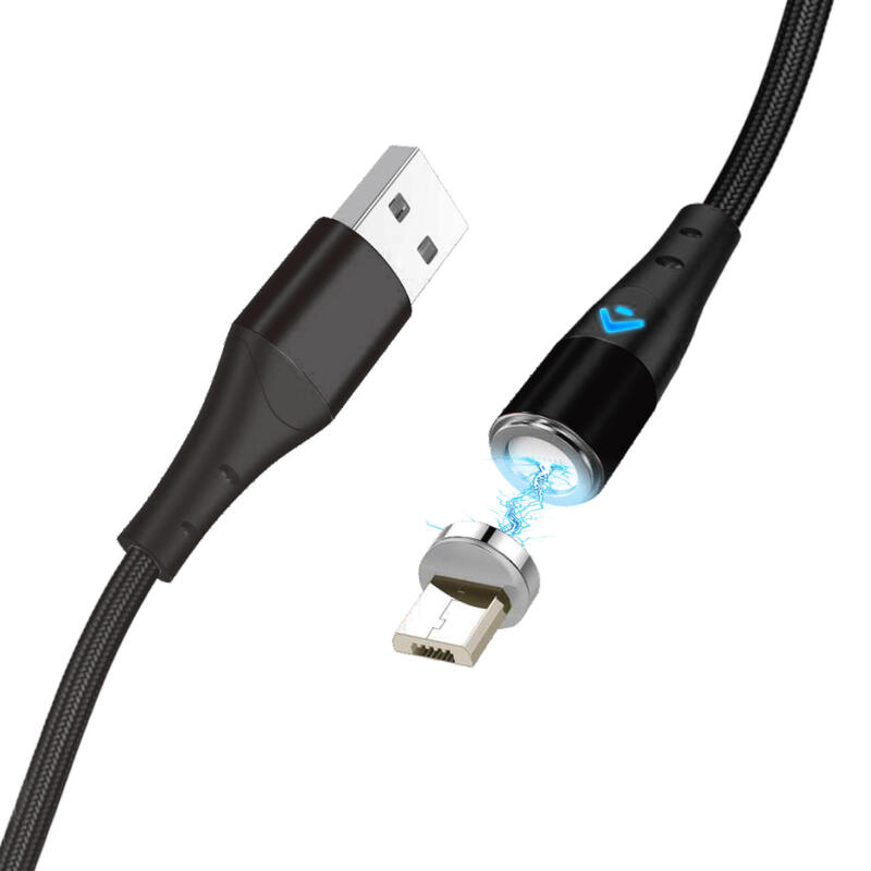 Cable de carga rapida magnetico micro usb phoenix 3a quick charge – 1 metro – transmision de datos – otg – led indicador