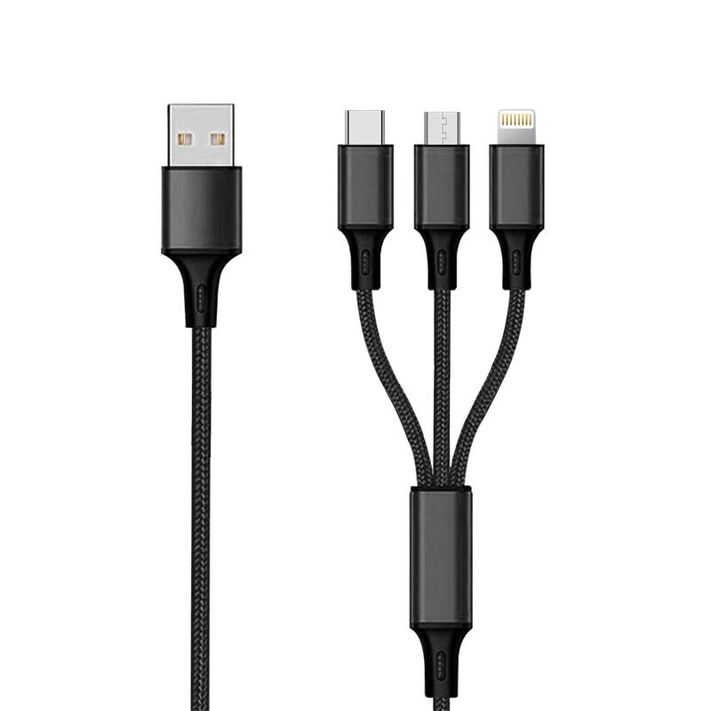 Cable de carga usb 2go 3 en 1 – negro – 300cm