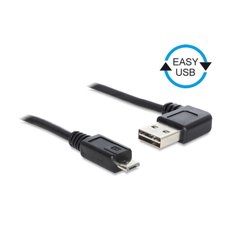 Cable delock 0.5m, usb2.0-a/usb2.0 micro-b  usb 0,5 m usb a micro-usb b negro negro, usb2.0-a/usb2.0 micro-b, 0,5 m, usb a, micr
