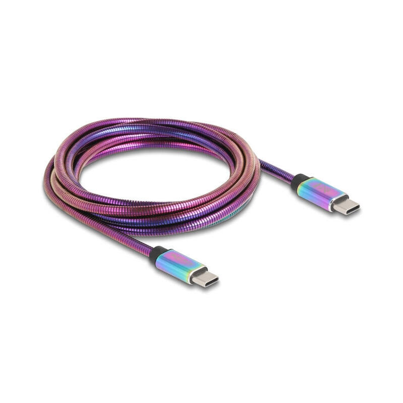 Cable delock 81116 usb 2.0 usb type-c con cubierta metÁlica iridiscente pd 3.0 60 w 2 m
