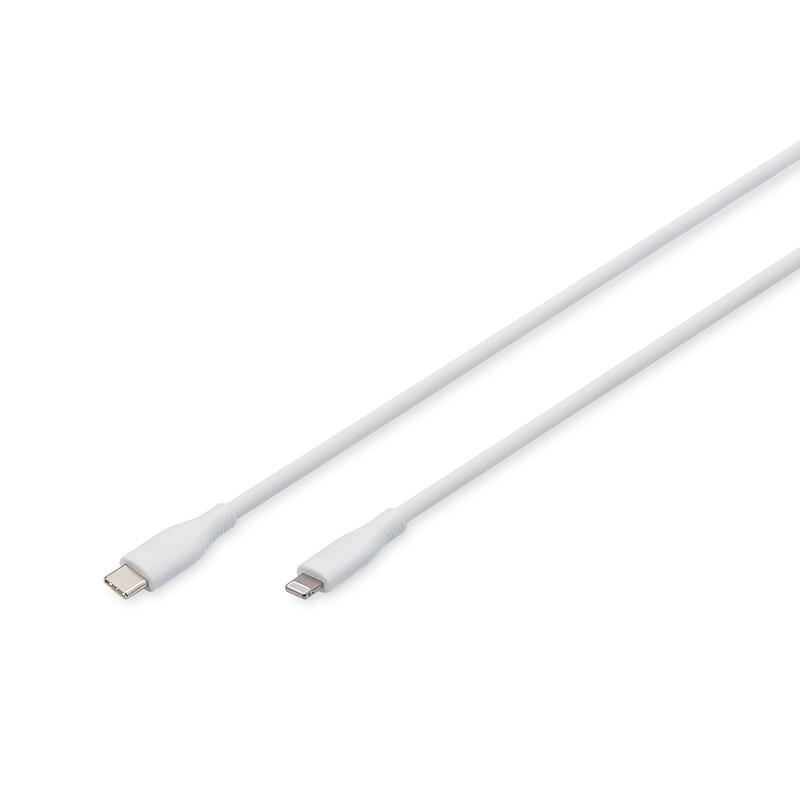 Cable  digitus usb 2.0 typ c -lightning silikon m m 2m blanco