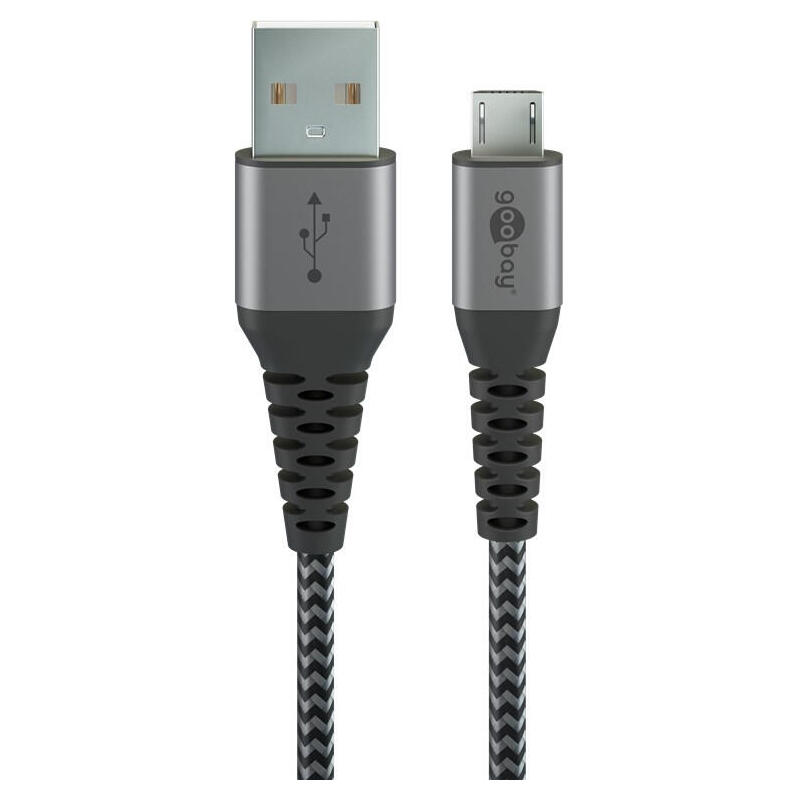 Cable goobay usb 2.0, conector usb-a  conector micro-usb gris/plateado, 1 metro, 49282