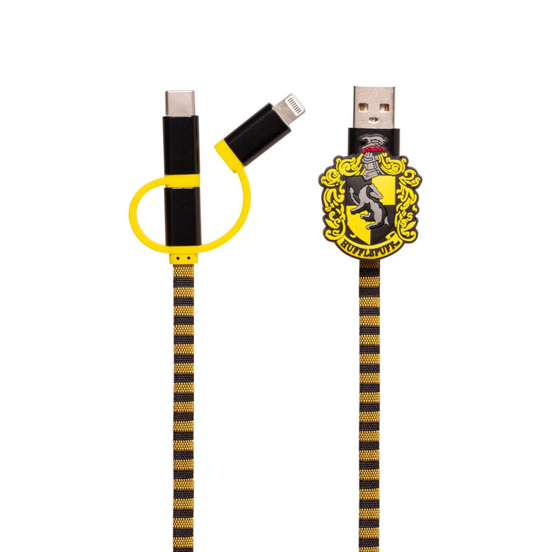 Cable hogwarts hufflepuff 3 en 1 lightning/micro/usb-c