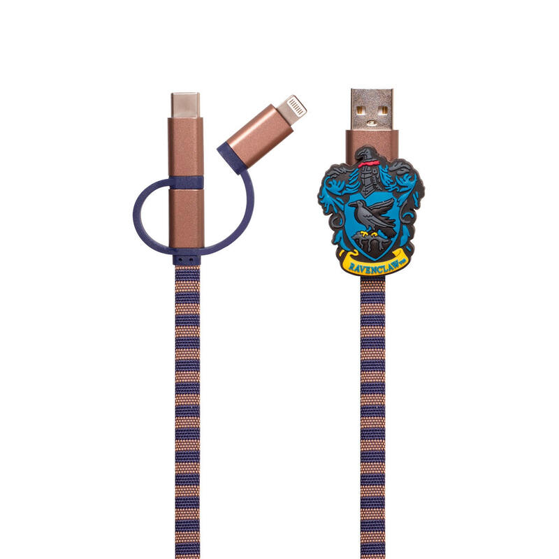 Cable hogwarts ravenclaw 3 en 1 lightning/micro/usb-c