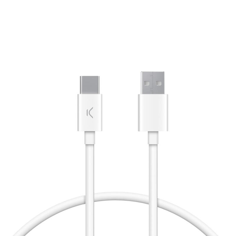 Cable  ksix bxcuc03bl blanco usb-c (m) a usb-a (m) 1 metro