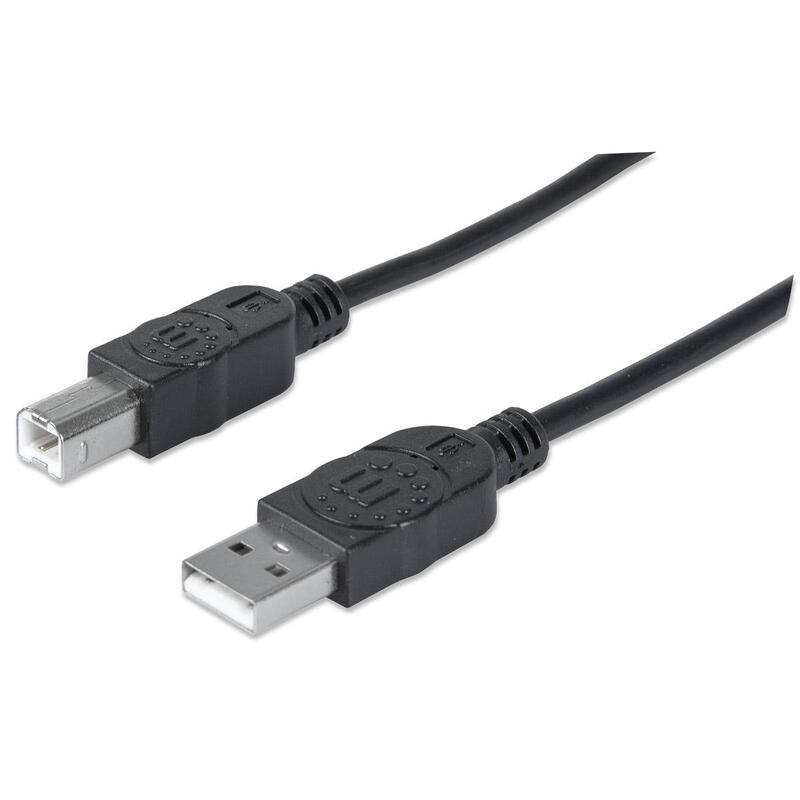 Cable manhattan usb 2.0, usb-a a usb-b, macho a macho, 3 m, negro