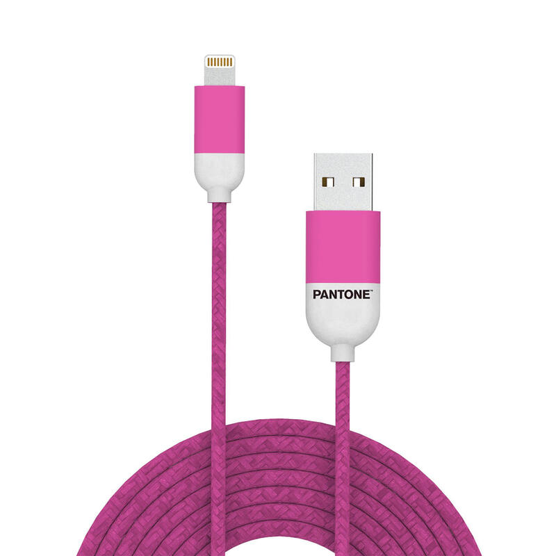 Cable nylon pantone lightning a usb 1.5m rosa
