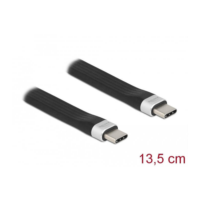 Cable plano delock fpc usb-c – usb-c 13,5 cm pd 3 a  usb 3.2 gen2