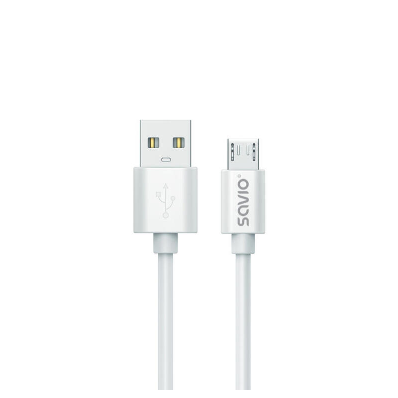 Cable savio usb-a – micro usb 3 m blanco cl-167