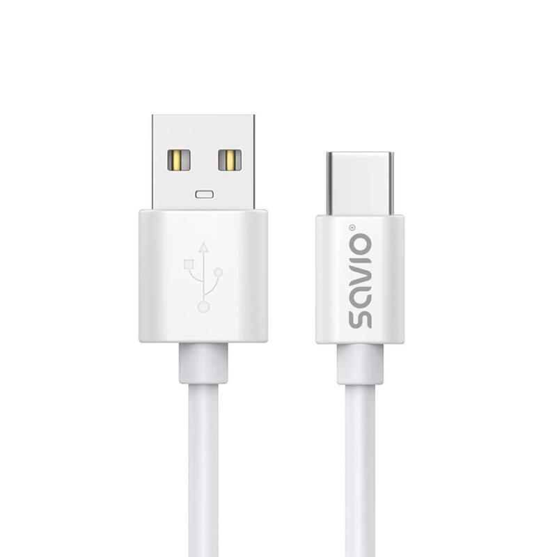 Cable savio usb-a – usb-c 3m blanco cl-168
