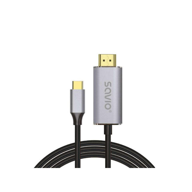 Cable savio usb-c a hdmi 2.0b 2m plata-negro