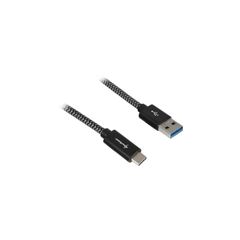 Cable sharkoon usb 3.2 gen 2, usb-a macho  usb-c macho negro/gris, 1 metro, con funda 4044951027040