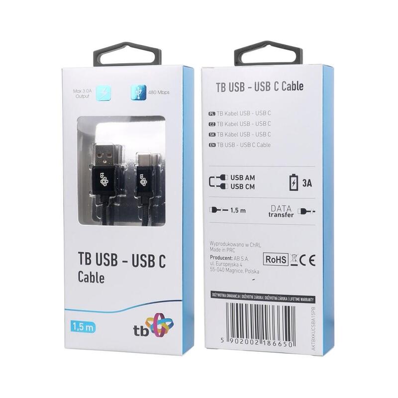 Cable tb usb – usb c 1.5m  negro, box