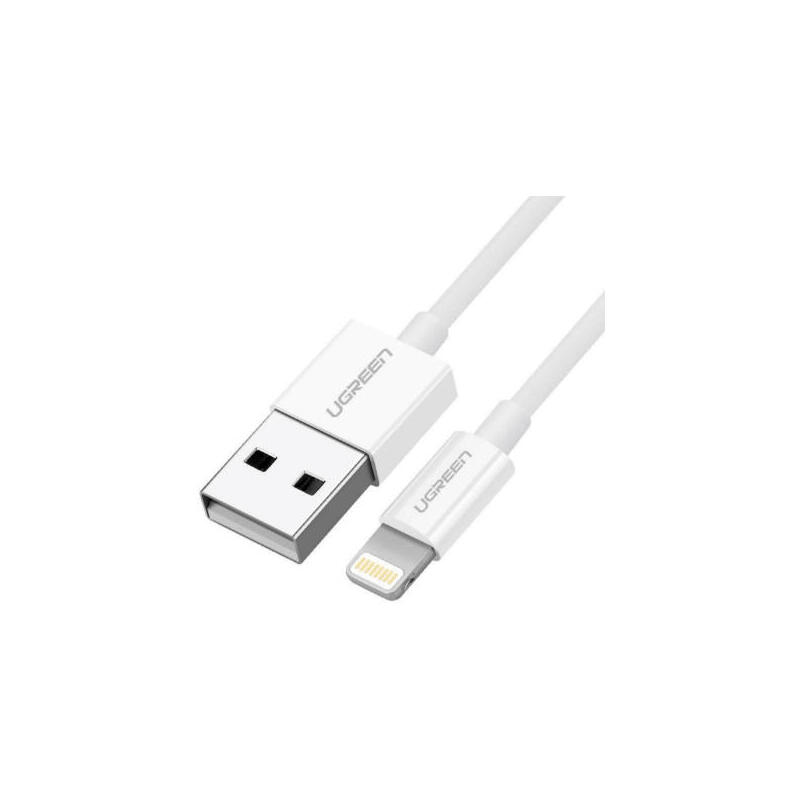 Cable ugreen 20728 (usb 2.0 m – lightning m, 1 m, white color)