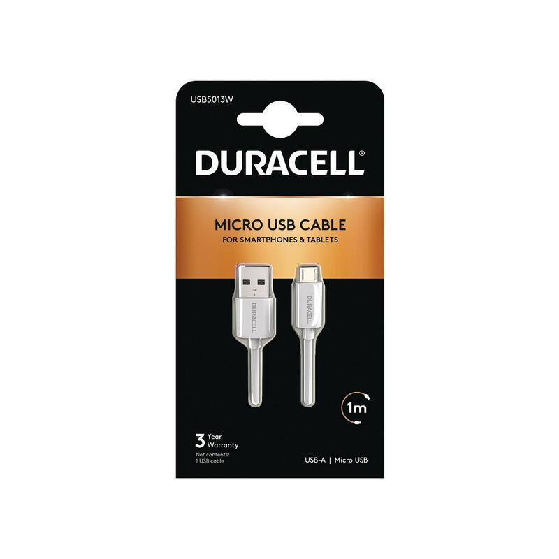 Cable usb 2.0 duracell usb5013w usb macho microusb macho 1m blanco