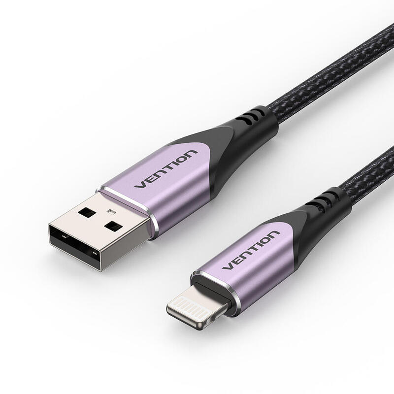 Cable usb 2.0 lightning vention labvf usb macho lightning macho 1m morado