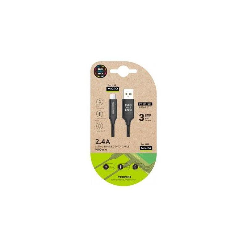 Cable usb 2.0 tech one tech tec2001 usb macho microusb macho 1m negro