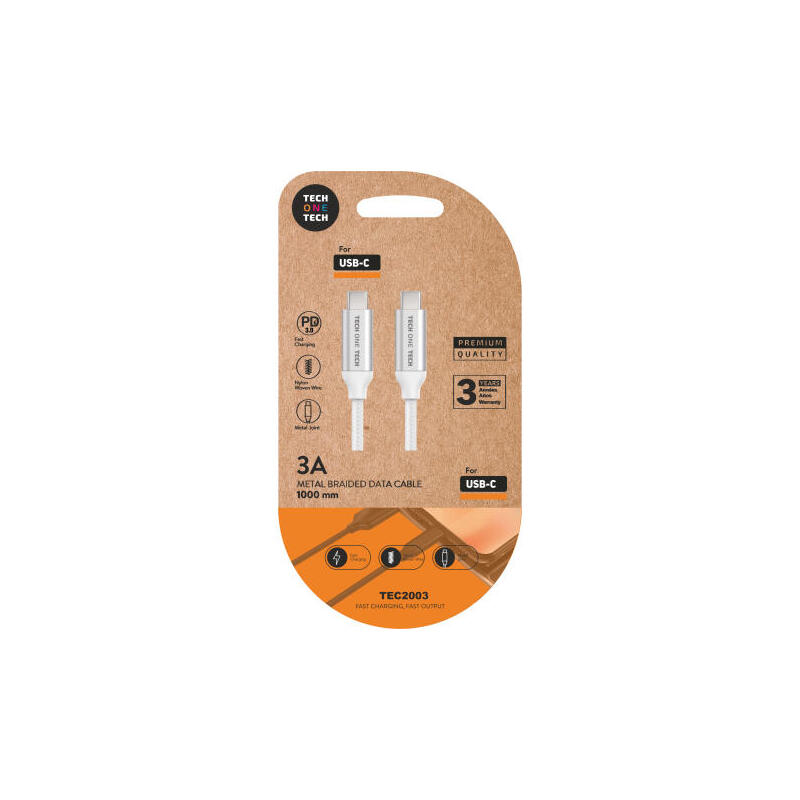 Cable usb 2.0 tech one tech tec2204 usb tipo-c macho usb tipo-c macho 1m blanco