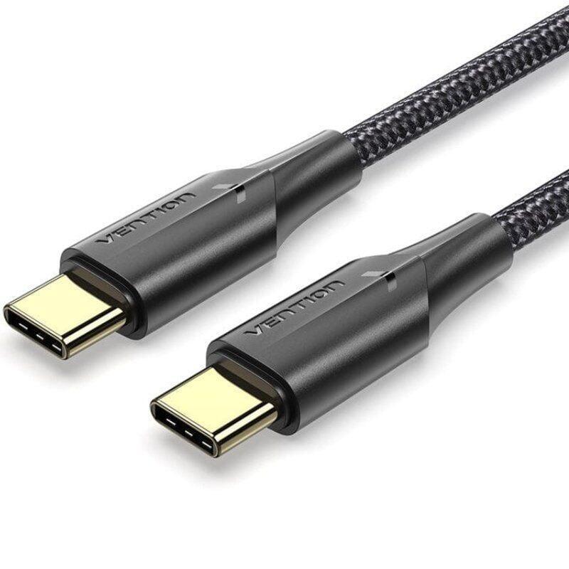Cable usb 2.0 tipo-c 3a vention taubi usb tipo-c macho usb tipo-c macho hasta 60w 480mbps 3m negro