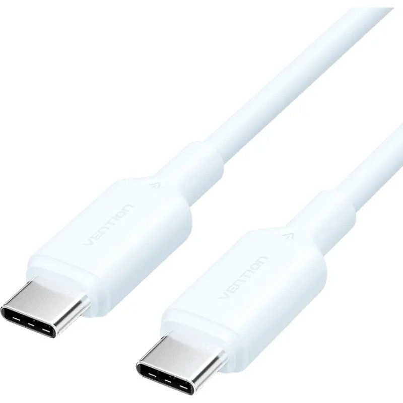 Cable usb 2.0 tipo-c 3a vention trcsh usb tipo-c macho usb tipo-c macho hasta 60w 480mbps 2m azul