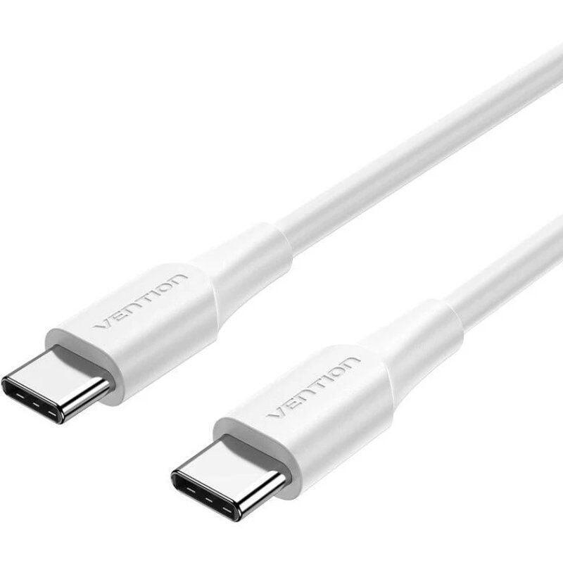 Cable usb 2.0 tipo-c 3a vention trcwh usb tipo-c macho usb tipo-c macho hasta 60w 480mbps 2m blanco