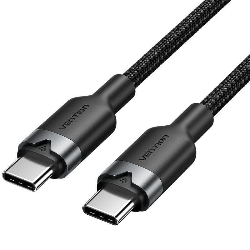 Cable usb 2.0 tipo-c 3a vention trdbh usb tipo-c macho usb tipo-c macho hasta 60w 480mbps 2m negro