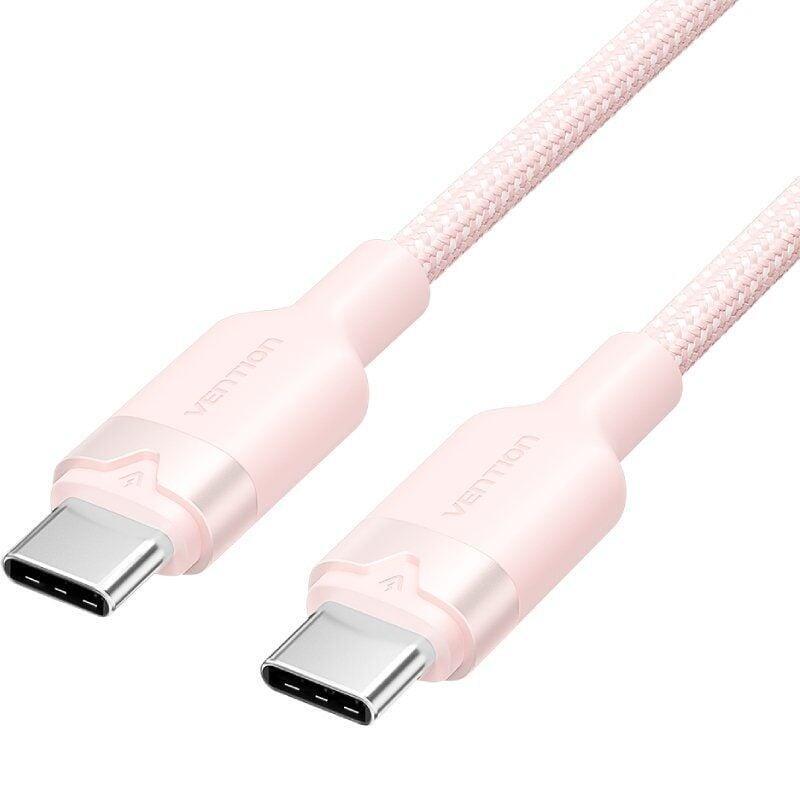 Cable usb 2.0 tipo-c 3a vention trdpf usb tipo-c macho usb tipo-c macho hasta 60w 480mbps 1m rosa